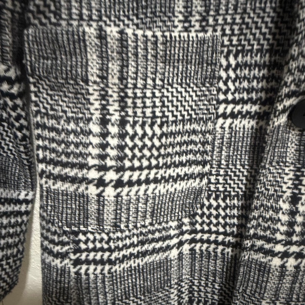 Uaneo Unisex Black White Plaid Wool Blend‎ Longline Coat Jacket RJ-C121 Small - Picture 7 of 16